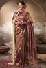 Wonderful Brown Lace Border Work Tissue Silk Event Wear Saree