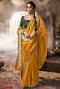Surprising Mustard Yellow Border Work Tissue Silk Haldi Wear Saree
