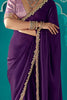 Wonderful Purple Heavy Border Work Tissue Silk Wedding Wear Saree