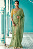 Fantastic Light Green Heavy Border Work Tissue Silk Saree With Blouse