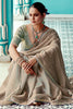 Awesome Beige Border Work Tissue Silk Traditional Saree With Blouse