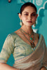Awesome Beige Border Work Tissue Silk Traditional Saree With Blouse