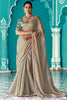 Awesome Beige Border Work Tissue Silk Traditional Saree With Blouse