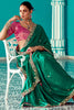 Lovely Green Heavy Border Work Silk Event Wear Saree With Blouse