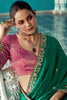 Lovely Green Heavy Border Work Silk Event Wear Saree With Blouse