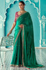 Lovely Green Heavy Border Work Silk Event Wear Saree With Blouse