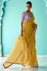 Endearing Yellow Heavy Border Work Tissue Silk Haldi Wear Saree