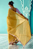 Endearing Yellow Heavy Border Work Tissue Silk Haldi Wear Saree