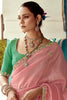 Lovable Peach Heavy Border Work Tissue Silk Saree With Blouse