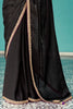 Beautiful Black Heavy Border Work Tissue Silk Reception Wear Saree