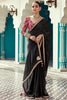 Beautiful Black Heavy Border Work Tissue Silk Reception Wear Saree