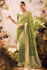 Beautiful Green Zari Weaving Organza Mehendi Wear Saree With Blouse