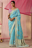 Astonishing Sky Blue Zari Weaving Silk Event Wear Saree With Blouse