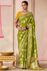 Exquisite Olive Green Zari Weaving Silk Mehendi Wear Saree With Blouse