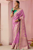 Attractive Lavender Zari Weaving Silk Function Wear Saree With Blouse