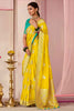 Delightful Yellow Zari Weaving Silk Haldi Wear Saree With Blouse