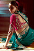 Awesome Teal Green Heavy Border Organza Wedding Wear Saree