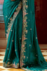 Awesome Teal Green Heavy Border Organza Wedding Wear Saree