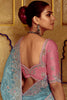 Delightful Sky-Blue Thread Embroidered Organza Reception Wear Saree