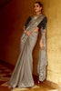 Lovable Grey Heavy Border Organza Festival Wear Saree With Blouse