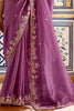 Spectacular Purple Border Work Organza Wedding Saree With Blouse