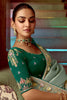 Stunning Sea Green Border Work Organza Engagement Wear Saree