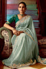 Stunning Sea Green Border Work Organza Engagement Wear Saree