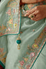 Stunning Sea Green Border Work Organza Engagement Wear Saree