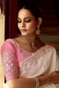 Adorable White Border Work Organza Event Wear Saree With Blouse