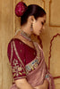 Surprising Dusty Pink Organza Wedding Wear Saree With Blouse