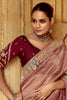 Surprising Dusty Pink Organza Wedding Wear Saree With Blouse