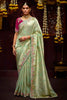 Wonderful Pista Green Embroidered Kanjivaram Silk Function Wear Saree