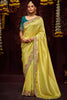 Marvelous Yellow Embroidered Kanjivaram Silk Haldi Wear Saree