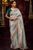 Admire Grey Thread Embroidery Work Kanjivaram Silk Function Wear Saree