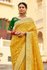 Shocking Yellow Zari Weaving Dola Silk Haldi Wear Saree With Blouse