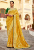 Shocking Yellow Zari Weaving Dola Silk Haldi Wear Saree With Blouse