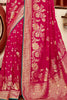 Incredible Pink Zari Weaving Dola Silk Wedding Saree With Blouse