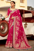 Incredible Pink Zari Weaving Dola Silk Wedding Saree With Blouse