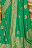 Excellent Green Zari Weaving Dola Silk Saree With Blouse