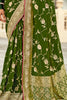 Alluring Olive Green Zari Weaving Dola Silk Mehendi Wear Saree