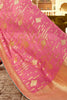 Glamorous Pink Zari Weaving Dola Silk Festival Wear Saree With Blouse