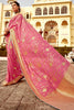 Glamorous Pink Zari Weaving Dola Silk Festival Wear Saree With Blouse