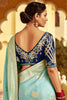 Pretty Sky-Blue Zari Weaving Dola Silk Engagement Wear Saree