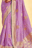 Fascinating Lavender Zari Weaving Dola Silk Wedding Saree With Blouse