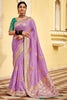 Fascinating Lavender Zari Weaving Dola Silk Wedding Saree With Blouse