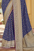 Enchanting Navy-Blue Zari Weaving Dola Silk Saree With Blouse