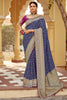 Enchanting Navy-Blue Zari Weaving Dola Silk Saree With Blouse