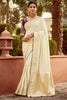 Beautiful Beige Zari Weaving Dola Silk Traditional Saree With Blouse