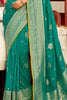 Captivating Teal Green Zari Weaving Dola Silk Festival Wear Saree