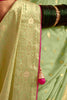 Dazzling Sea Green Zari Weaving Dola Silk Saree With Blouse